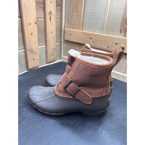 Sperry Womens Top-Sider Rip Waterproof Rubber Boots Brown Faux Fur Lined Size 6 - Picture 5 of 8